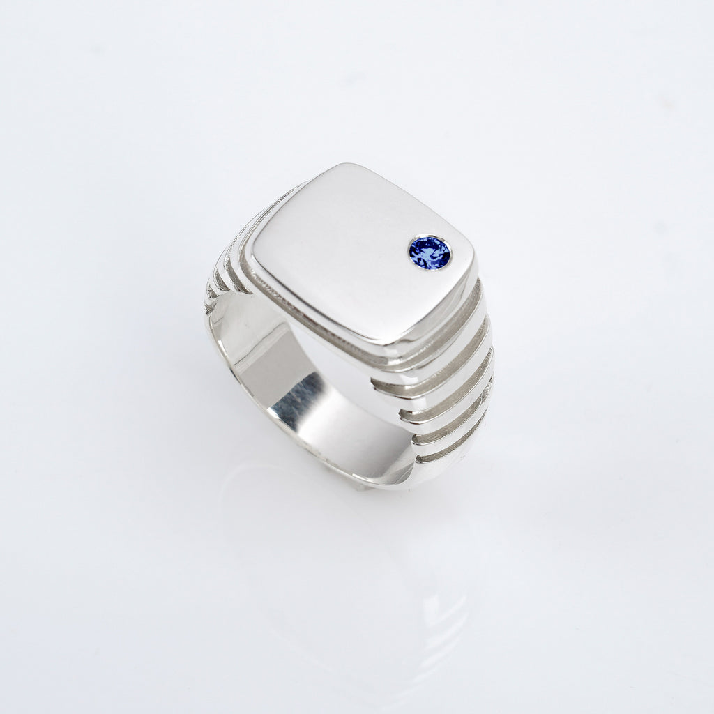 Growth Square Signet - Sapphire