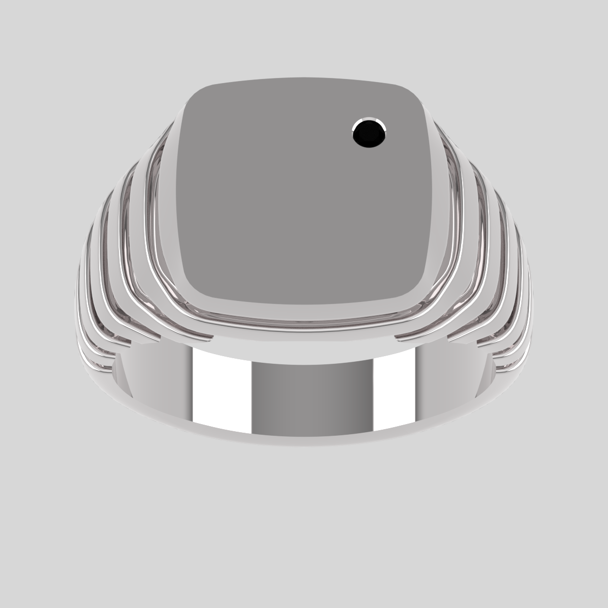 Square Growth Signet Ring - Black Sapphire- Silver